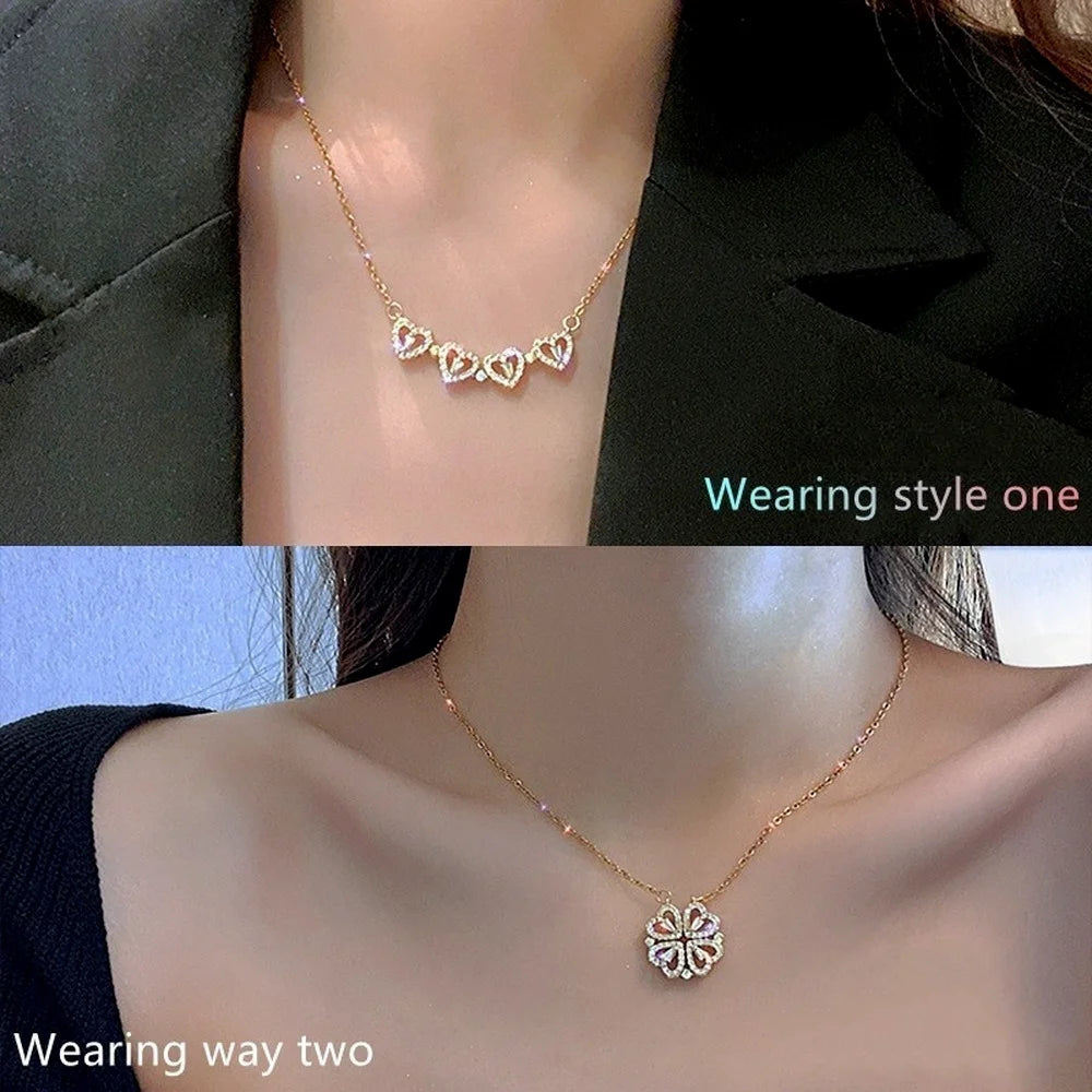 Clover heart necklace
