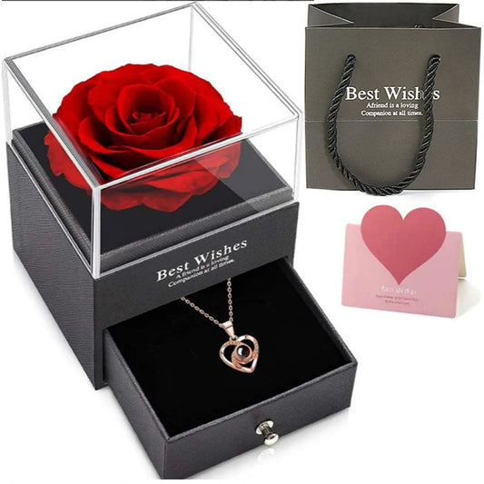 Heart shaped necklace in eternal rose giftbox