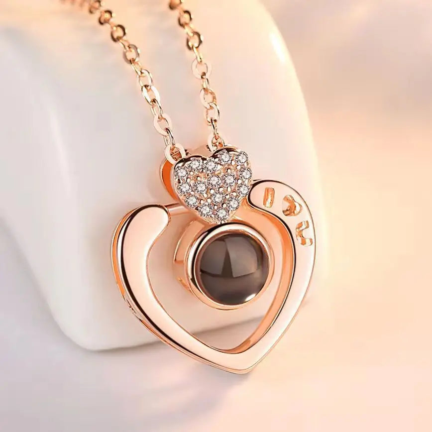 Love protection necklace with flower giftbox