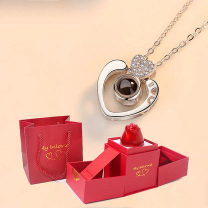 Love protection necklace with flower giftbox